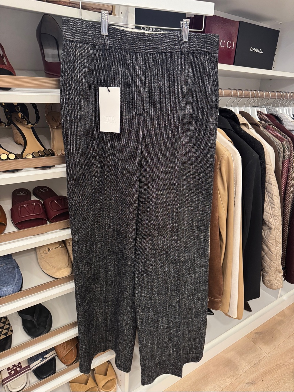 Zara Black Textured Wide-Leg Trousers - Picture 15 of 16